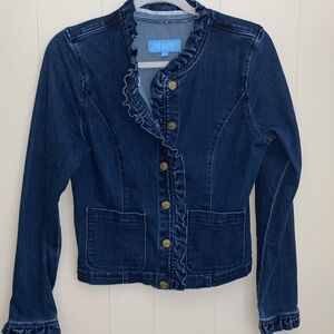 Draper James Dark Blue Ruffle Jean Jacket